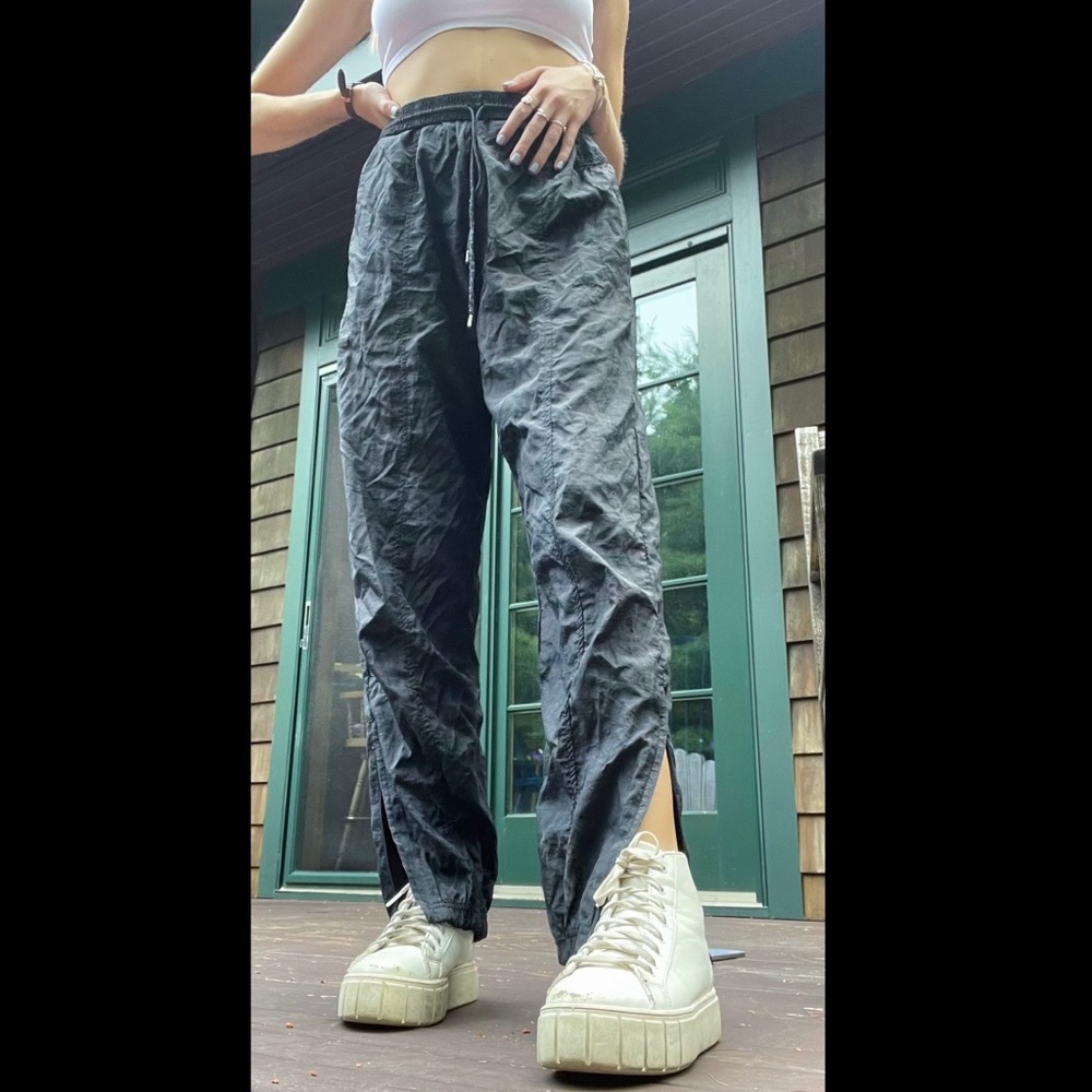 Vintage Reebok nylon joggers with split leg